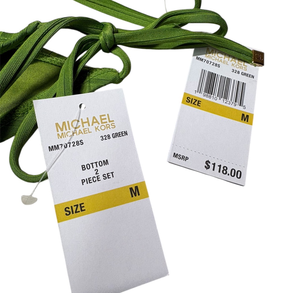 Michael Kors Olive Green Ribbed Triangle Bikini Set Medium - Picture 3 of 6